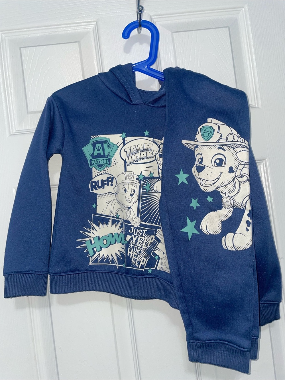 Paw Patrol Navy Blue Hoodie with Mint and White Graphics